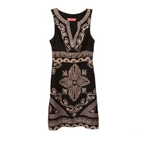 Eliza J Silk V Neck Print Dress